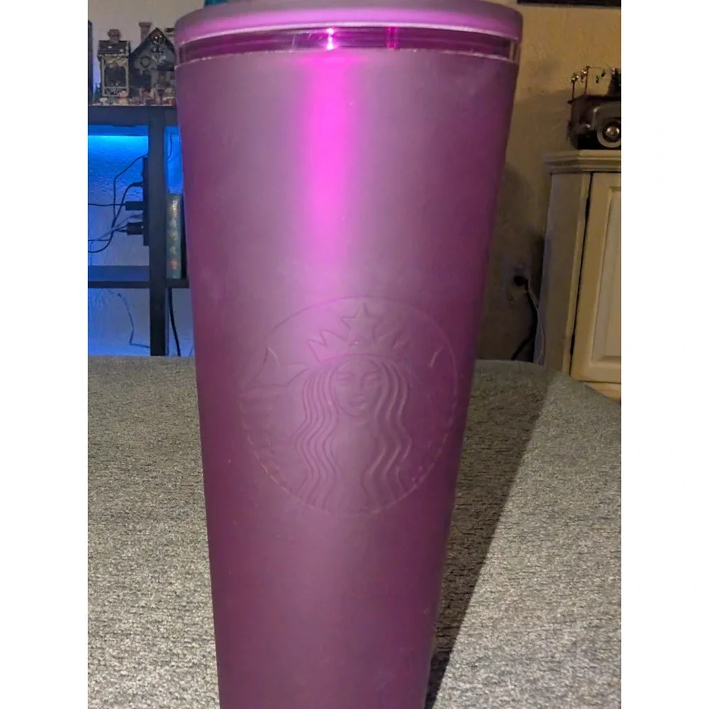 Starbucks August 2021 Matte Purple Soft Touch Tumbler Cold Cup Venti 24oz